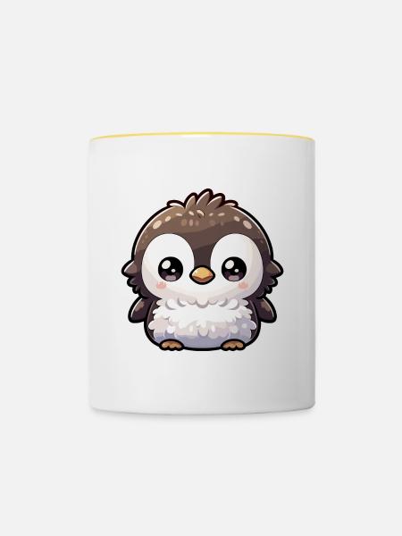 Niedliche Pinguine Kleiner Pinguin Pinguin-Liebhaber - Tasse zweifarbig - Weiß/Gelb