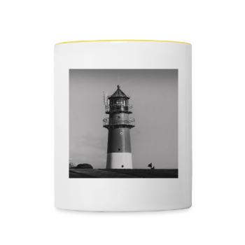Phare Büsum Dithmarschen Côte de la mer du Nord Poster - Mug contrasté - blanc/jaune - Devant