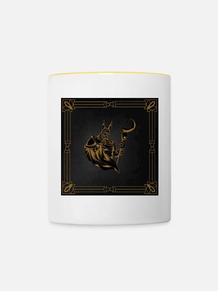 Antike Anubis von Ägypten - Tasse zweifarbig - Weiß/Gelb