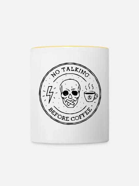 kein sprechender Kaffee - Tasse zweifarbig - Weiß/Gelb