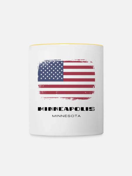 Minneapolis, Minnesota, USA - Tasse zweifarbig - Weiß/Gelb