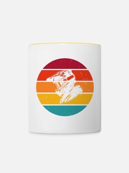 MTB Radfahren Mountainbiker Herren Mountainbike - Tasse zweifarbig - Weiß/Gelb