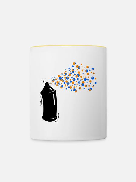 Wildstyle Sprayer Graffti Spraydose Strassenkunst - Tasse zweifarbig - Weiß/Gelb