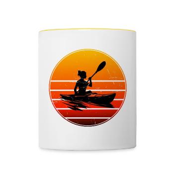 Kayak Kayak Canoë Homme Kayak Kayak Femme - Mug contrasté - blanc/jaune - Devant