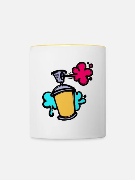 Kunst Graffiti Sprayer Spraydose Street Art - Tasse zweifarbig - Weiß/Gelb