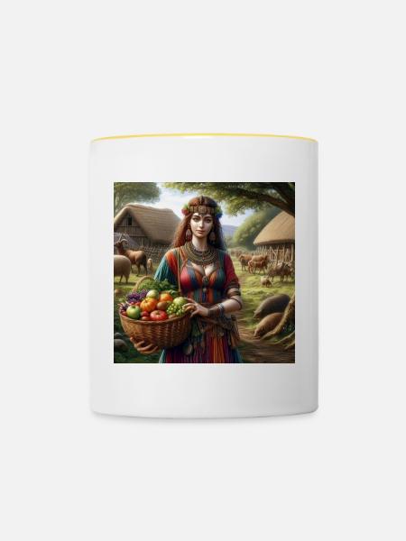 Keltiberische Frau - Tasse zweifarbig - Weiß/Gelb