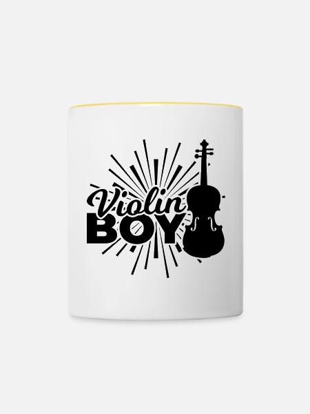 Lustiger Violinist - Tasse zweifarbig - Weiß/Gelb