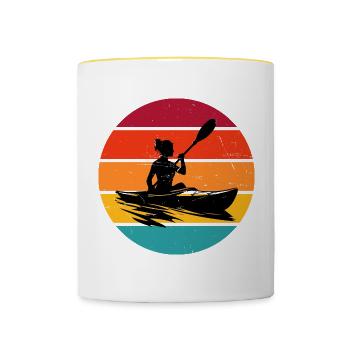 Kayak Homme Femme Kayak Canoë Kayak - Mug contrasté - blanc/jaune - Devant