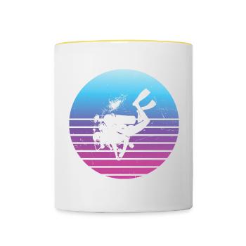 Plongée sous-marine Plongée libre Plongée sous-marine Hommes - Mug contrasté - blanc/jaune - Devant