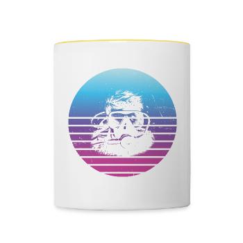 Plongée Femme Plongée Libre Plongée Plongée Plongeuse Scuba Diver - Mug contrasté - blanc/jaune - Devant