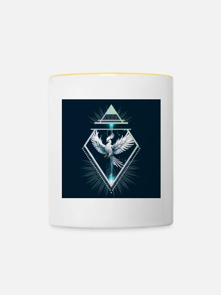 Wunderbarer weißer Fantasy-Phönix. - Tasse zweifarbig - Weiß/Gelb