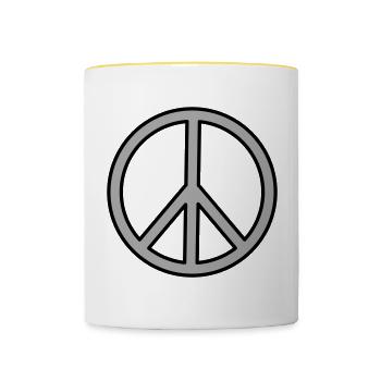Signe de paix - Mug contrasté - blanc/jaune - Devant