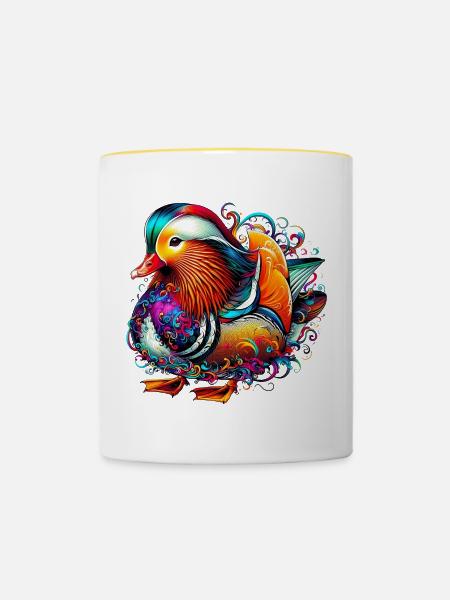 Mandarinente - Tasse zweifarbig - Weiß/Gelb