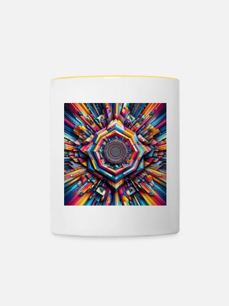3D-Diamant - Tasse zweifarbig - Weiß/Gelb
