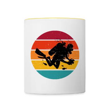 Plongeur Scuba Diver Femmes Plongée - Mug contrasté - blanc/jaune - Devant