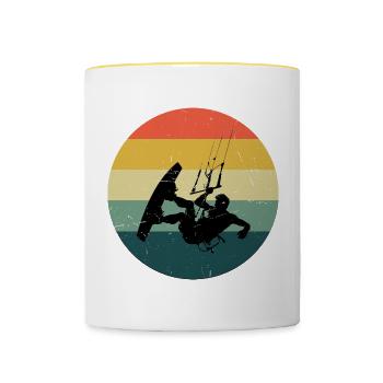 Kiting Men Women Kitesurfing Kitesurfers - Contrasting Mug - white/yellow - Front