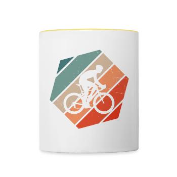 Rennrad Roadbike Rennradfahrer Rennradfahren - Tasse zweifarbig - Weiß/Gelb - Vorne