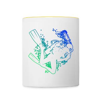 Men's Free Dive Diving Diver Women - Contrasting Mug - white/yellow - Front