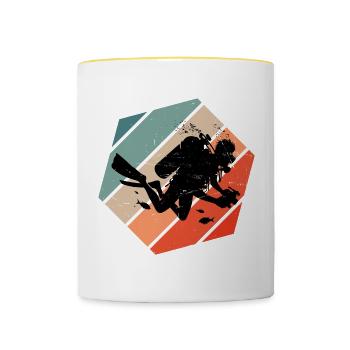 Femmes Plongeuse Plongée Plongeuse Plongée Libre Plongée - Mug contrasté - blanc/jaune - Devant