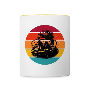Free Dive Taucher Scuba Tauchen Scuba Diver - Tasse zweifarbig - Weiß/Gelb - Vorne