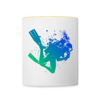 Plongée sous-marine Plongée sous-marine Femmes Plongée libre Plongée - Mug contrasté - blanc/jaune - Devant