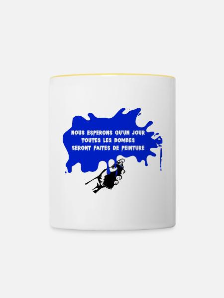 Alle Sprühfarbe - Tasse zweifarbig - Weiß/Gelb