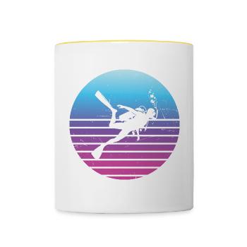 Scuba Diving Scuba Diver Diving Diving - Contrasting Mug - white/yellow - Front
