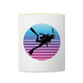 Diver Diver Hommes Scuba Diver Plongée sous-marine - Mug contrasté - blanc/jaune - Devant