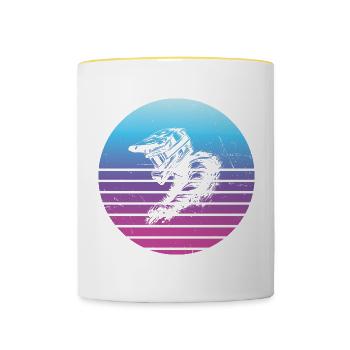 VTT VTT Cycliste Cyclisme Vélo de montagne - Mug contrasté - blanc/jaune - Devant