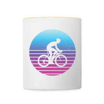 Vélo de route Cycliste de route Hommes Vélo de route Femmes - Mug contrasté - blanc/jaune - Devant