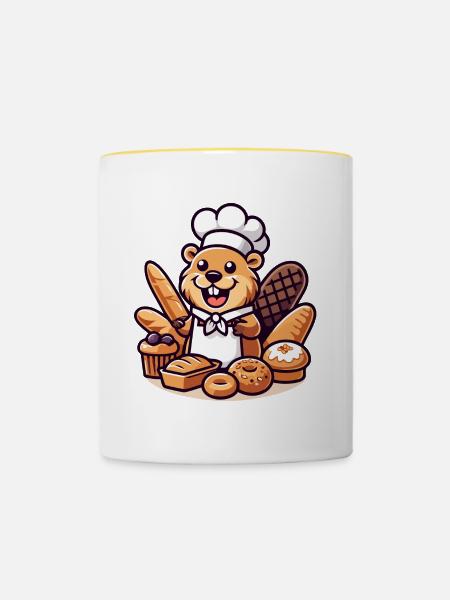 Baker Beaver: Der Konditorei-Profi - Tasse zweifarbig - Weiß/Gelb