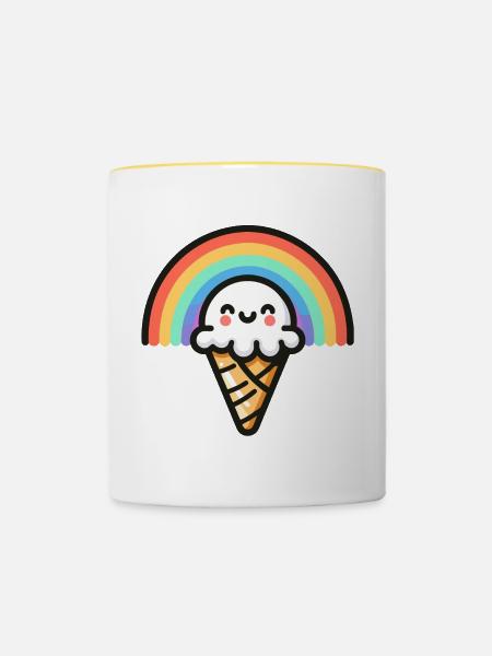 Rainbow Scoop: Der süßeste Bogen - Tasse zweifarbig - Weiß/Gelb