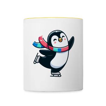 Winter Waltz Penguin: The Icy Dancer - Contrasting Mug - white/yellow - Front