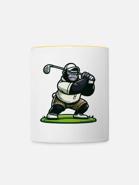 Golf-Gorilla - Tasse zweifarbig - Weiß/Gelb