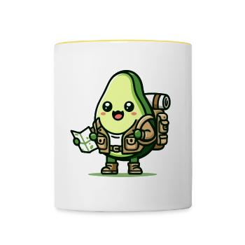 Avocado Adventurer Toon - Contrasting Mug - white/yellow - Front