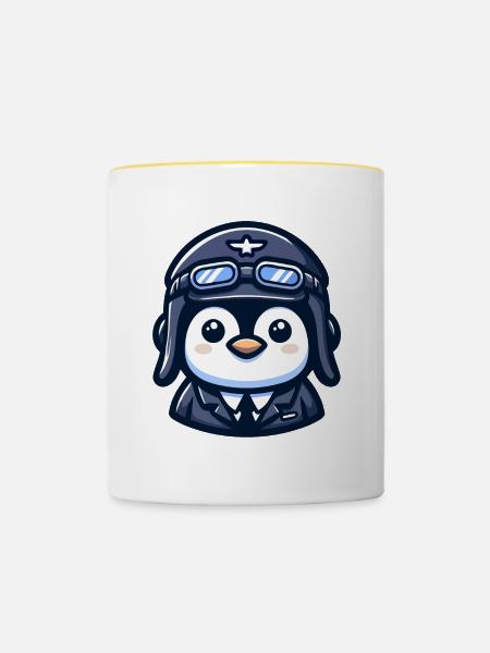 Flug der Eispiloten - Tasse zweifarbig - Weiß/Gelb