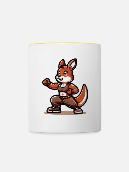 Kickin' Kangaroo Sensei - Tasse zweifarbig - Weiß/Gelb