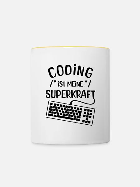 Computer Code Statement Developer Computerfreak - Tasse zweifarbig - Weiß/Gelb