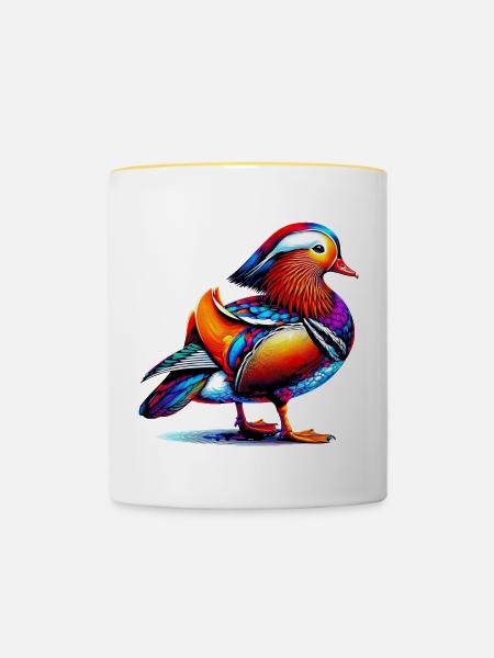 Mandarinente - Tasse zweifarbig - Weiß/Gelb