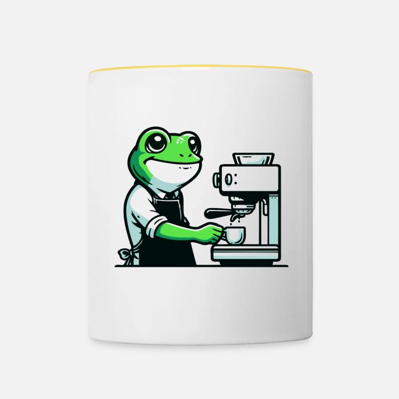 Coffee Brewin' Frog : l’expert en espresso - Mug contrasté - blanc/jaune