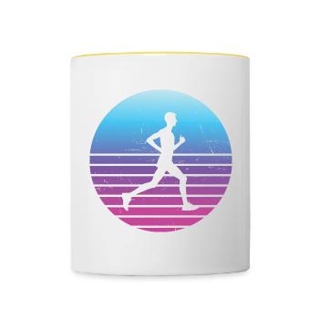 Jogging Fitness Course à pied Running Femmes Jogging - Mug contrasté - blanc/jaune - Devant