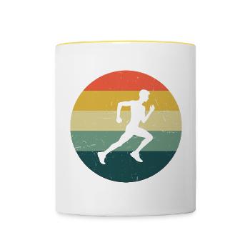 Course, Jogging, Cross-country, Course à pied, Course à pied - Mug contrasté - blanc/jaune - Devant