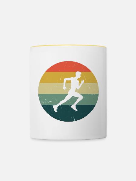Course, Jogging, Cross-country, Course à pied, Course à pied - Mug contrasté - blanc/jaune