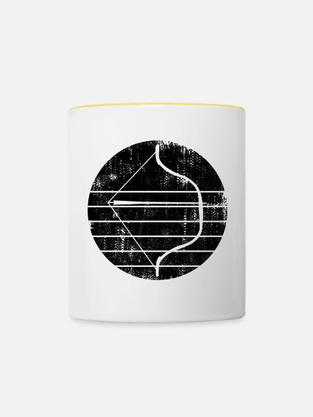 Pfeil und Bogen - Tasse zweifarbig - Weiß/Gelb