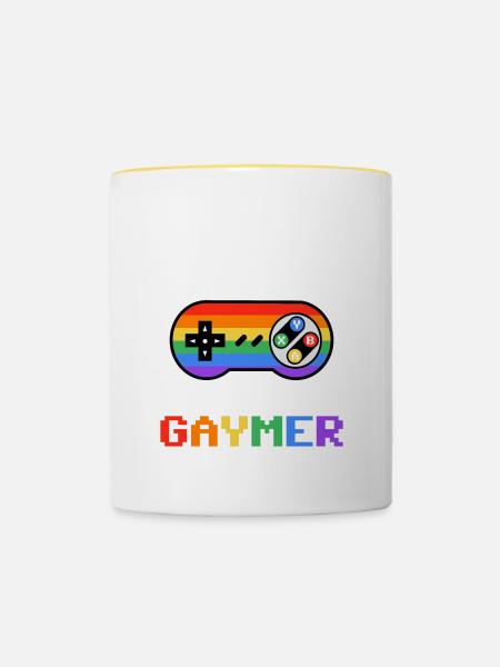 Pride-Gaming Controller Motiv - Tasse zweifarbig - Weiß/Gelb