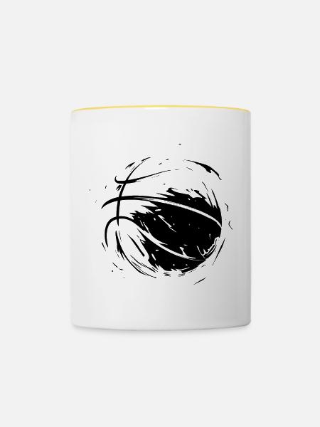 Basketball Design - Tasse zweifarbig - Weiß/Gelb