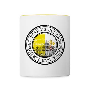 Vatican City Stamp Circle - Contrasting Mug - white/yellow - Front