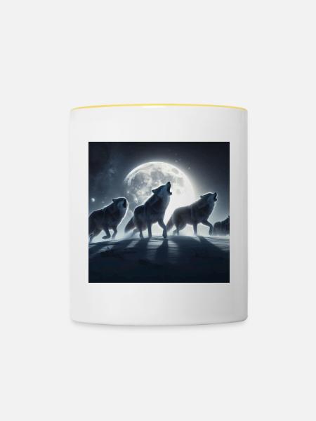 Das Heulen der Wölfe - Tasse zweifarbig - Weiß/Gelb