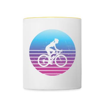 Fahrrad Radfahrer Fahrradfahren Herren - Tasse zweifarbig - Weiß/Gelb - Vorne