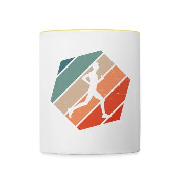 Jogging Homme Cross Country Running Fitness - Mug contrasté - blanc/jaune - Devant